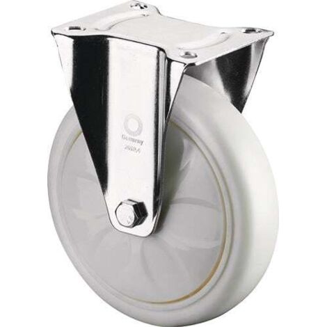 Bockrolle Rad-Ø 100 mm Tragfähigkeit 300 kg Kunststoff Platte L138xB110 mm Farbe Rolle weiß