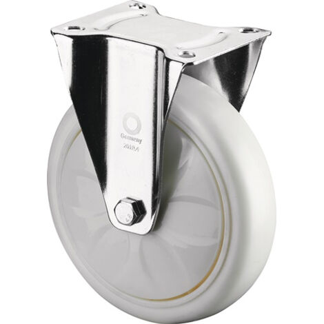 Bockrolle Rad-Ø 125 mm Tragfähigkeit 450 kg Kunststoff Platte L138xB110 mm Farbe Rolle weiß