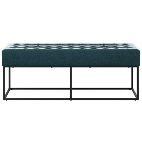 Boden Bench - Chenille/Metal - L41 x W120 x H46 cm - Yale Blue/Black Matte