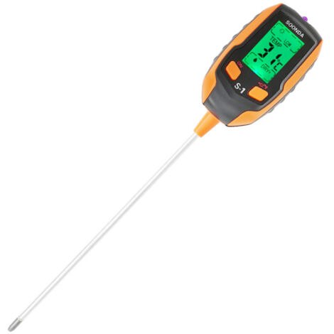 Boden-pH-Meter, 4-in-1 Digitaler Boden-pH-Tester, Bodenfeuchtigkeits-, Licht-, pH- und Temperaturmesser