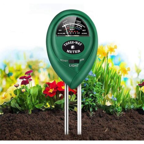 Boden-pH-Meter, Bodenfeuchtigkeitsmessgerät, 3-in-1-Bodentester, Pflanzenboden-Testkit mit Feuchtigkeit/Licht/pH