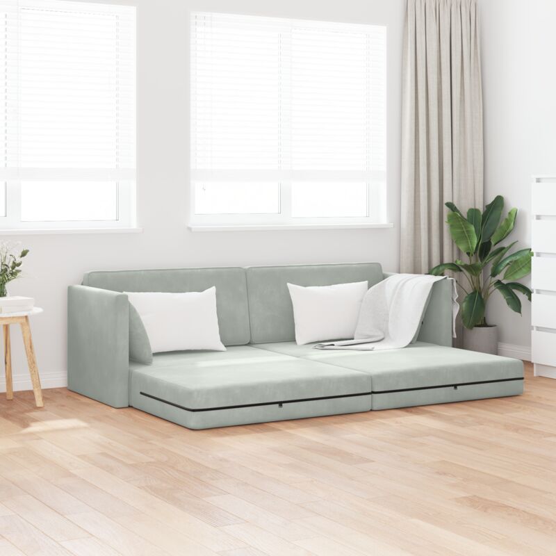 Boden-schlafsofa Hellgrau 213 X 76 X 77 Cm Samt Vidaxl