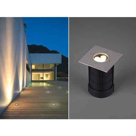 Bodeneinbauspot BELAJA eckig Edelstahl 11cm IP65 - Bodenstrahler für Einfahrt