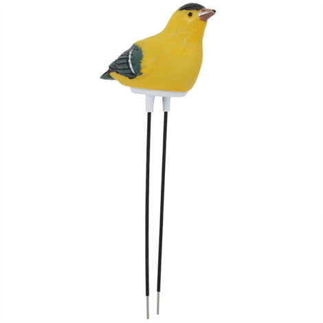 Bodenfeuchtesensor, elektronisches Hygrometer, Vogelform – 17,5 cm, Kunstharz und Metall, gelb, mit Batterie