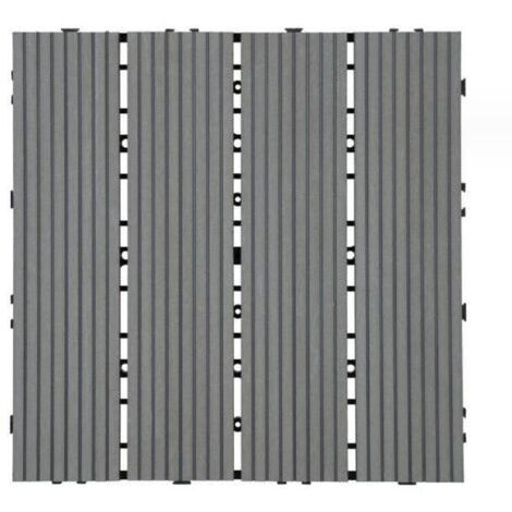 Bodenfliesen für den Außenbereich, Holzoptik für Balkon/Terrasse, 3D-Struktur – grau, 30 x 30 cm