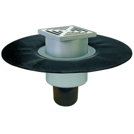 Bodengully DN50/75/110, Rosthalter aus Edelstahl 147x147mm/138x138mm, Bitumenmanschette d 50mm