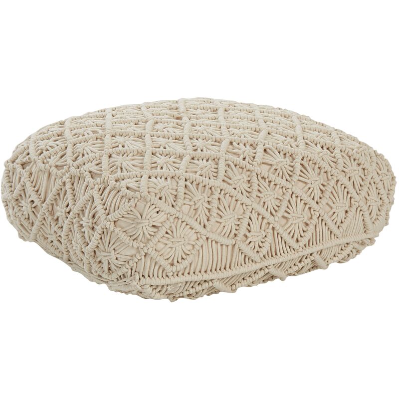 Beliani Pouf Makramee Berrechid Baumwolle Beige
