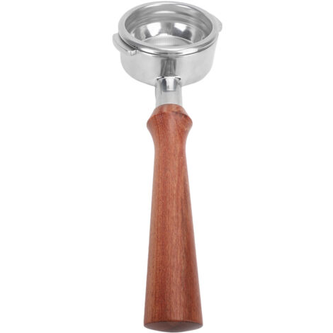 Bodenloser 58-mm-Siebträger für NOWWA Typ F Kaffeemaschine, Edelstahlgriff und abgewinkelte Ohren, brasilianisches Rosenholz