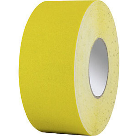 Bodenmarkierband, PVC, staplergeeignet, Rollenbreite 75 mm, Rollenlänge 25 m, Farbe gelb, Antirutsch-Oberfläche R10