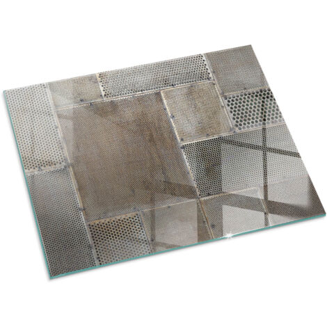 Bodenplatte Glas Glasplatte Kaminplatte Funkenschutz Sicherheitsglas Funkenschutzplatte für Kamin Muster aus perforiertem Blech 80x60 cm
