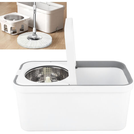 Bodenreinigungsset mit Eimer und 360°-Drehschwamm – Reinigungssystem mit Mikrofaserschwamm – ABS/PP/Stahl – 125 cm – 1 Schwamm + 1 Eimer