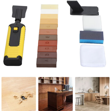 Bodenreparatur-Wachsset – Bodenreparaturset mit Rissfüller und 11 Holzwachsfarben