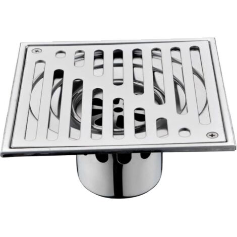 Bodenrost aus Edelstahl, 150 x 150 mm – Großvolumiger Balkon- und Badezimmerablauf, geruchs- und verstopfungsresistent, Bambusoptik