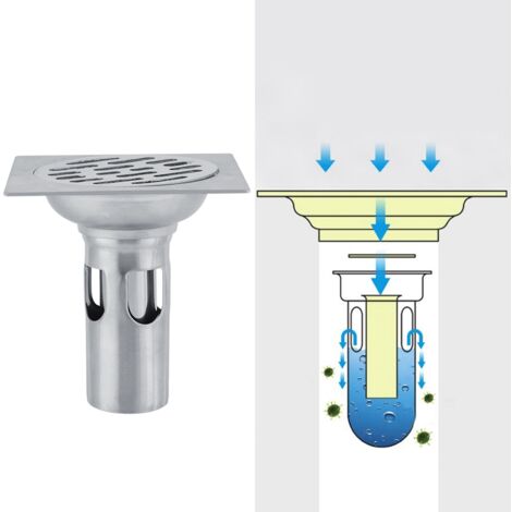 Bodenrost für Küchenspüle, Dusche und Badezimmer geruchshemmend, dickes Edelstahl, herausnehmbar, 9,8 cm, silberfarben, 223 g