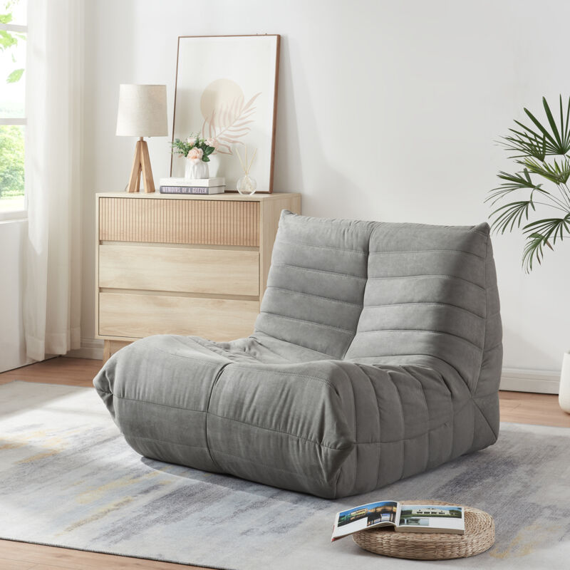 Bodensessel Kodsø 75x90x100 Cm Mikrofaser Grau [en.casa]
