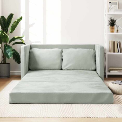 Bodensofa mit Schlaffunktion Hellgrau 122x204x55 cm Samt vidaXL