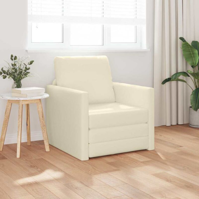 Boden Schlafsofa Mit Kissen Creme 74 X 77 X 81 Cm Kunstleder Vidaxl