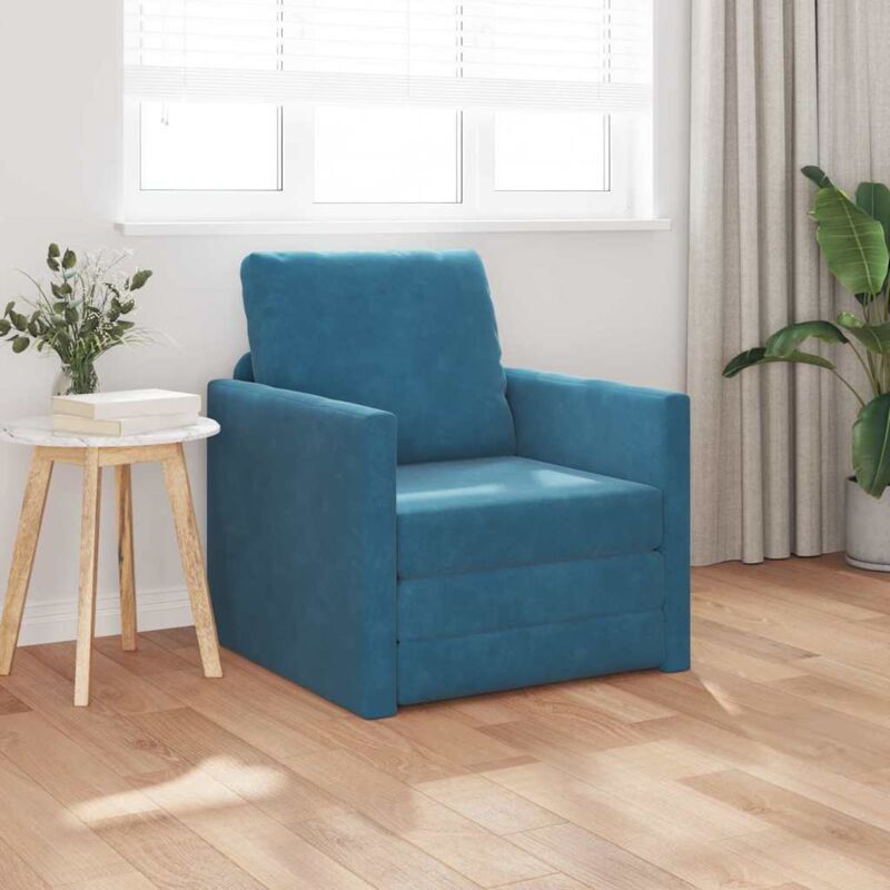 Fußboden Sofa Bett 2-in-1 Blau 74x77x81 Cm Velours Vidaxl330732