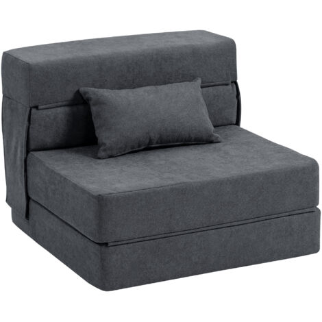 Bodensofa, Polstercouch, in Matratze umwandelbar, Schaumstoff, Kissen, Dunkelgrau