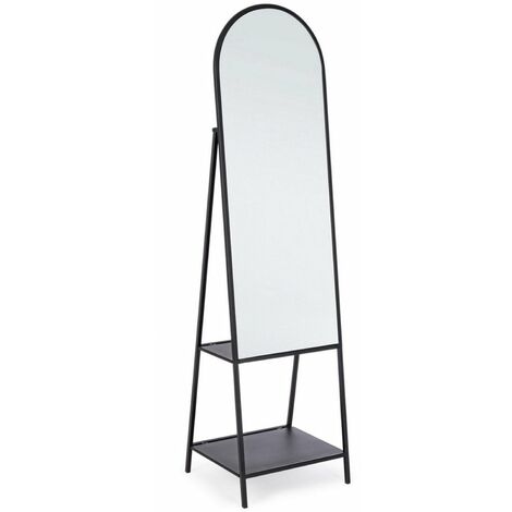 Bodenspiegel "Arin" mit Metallrahmen und Schuhablage H 172 cm -Schwarz