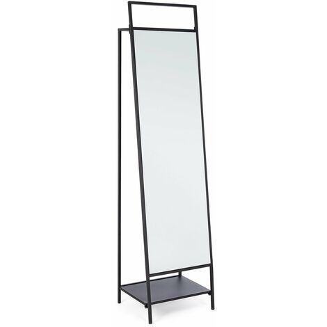 Bodenspiegel "Ekbal" mit Metallrahmen und Kleiderständer h 181 cm -Schwarz