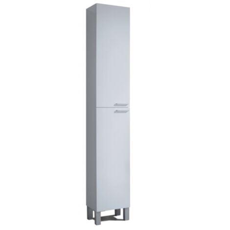 ABITARE Bodenstehende Badezimmersäule 30x182 cm glänzend weiß mit zwei Türen - Delfi