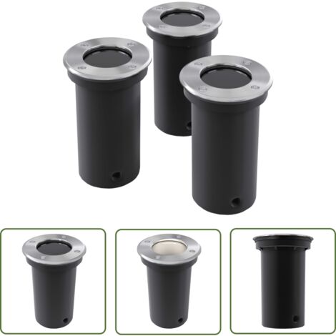Bodenstrahler Bodenlampe Bodeneinbauleuchten rund 3er Set - Bodenstrahler - LED-Strahler - Outdoor-Beleuchtung - Gartenbeleuchtung - Edelstahl Lampen