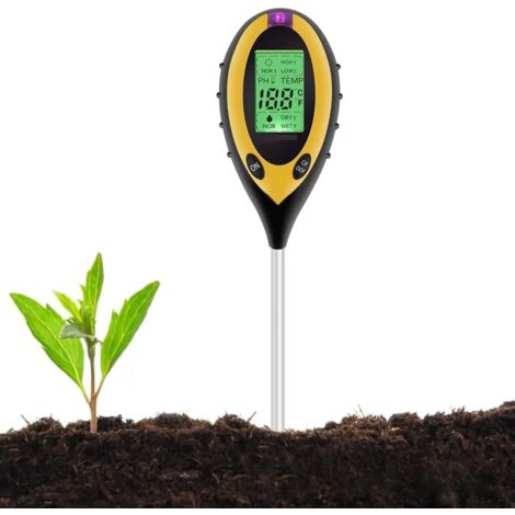 Bodentester, 4-in-1-Bodentester, pH-Meter, Sonnenlicht, Temperatur, Hygrometer für Garten, Bauernhof, Rasen, Innen- und Außenbereich, Pflanzen, Blumen – RWJardin ›Gartenarbeit› Gartengeräte ›Bodentest
