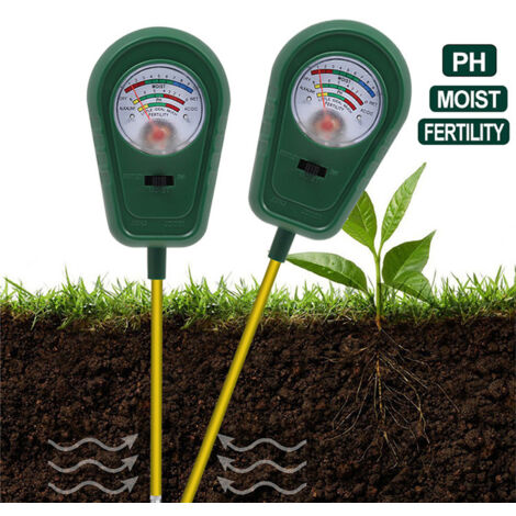 【Bodentester】Multifunktionaler 3-in-1-Tester für Bodenfeuchtigkeit, pH-Wert und Licht – für Haus und Garten – ABS + Kupfersonde – 27,5 cm – für drinnen und draußen
