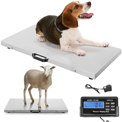 Bodenwaage Tierwaage Hundewaage Paketwaage Katzenwaage Veterinärwaage Plattformwaage, Große Edelstahlplattform 103 x 53cm, Externes LCD, Wägeeinheit kg/oz/lb