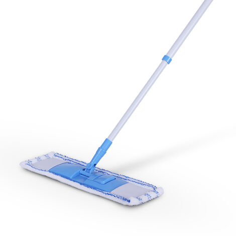BESTLIVINGS Bodenwischer Set mit Mikrofaser Bezug - Wischmopp mit Fußklick 360 Grad Gelenk für alle Ecken - Komfort Bodenreiniger Flachmopp Wischmopp