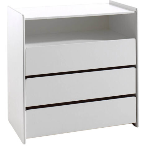 BODHI WHITE - Commode 3 Tiroirs et Niche Blanche