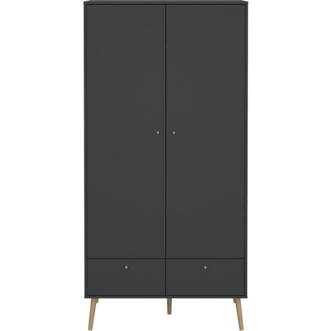 Bodo Kleiderschrank 200x99x58cm, 2 Türen, 2 Schubladen matte grau.