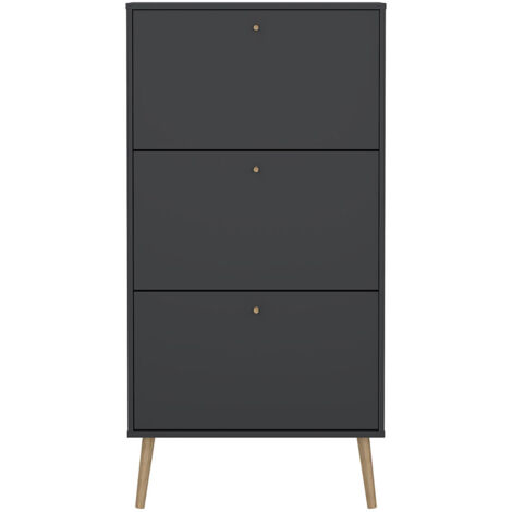 Bodo Schuhschrank 3 Klapptüren matte grau.
