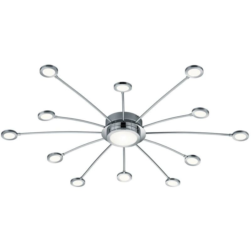 Bodrum Plafonnier led Chromé 12 Lumières + 1 avec Télécommande. Température de couleur réglable d. 100