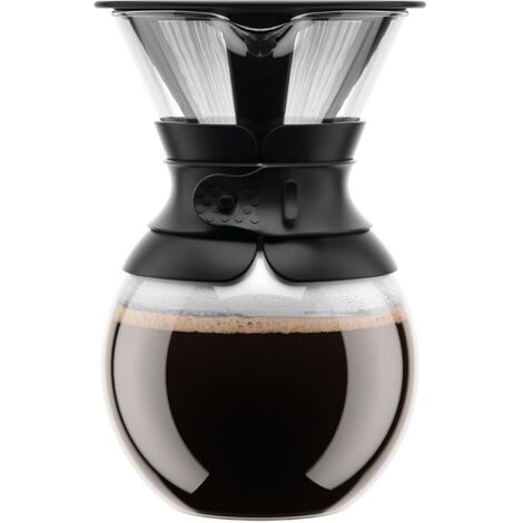 BODUM - 11571-01 - POUR OVER - CAFETIÈRE AVEC FILTRE PERMANENT MAILLE INOX, 1.0 L(POTS NE SONT PAS INCLUS.)