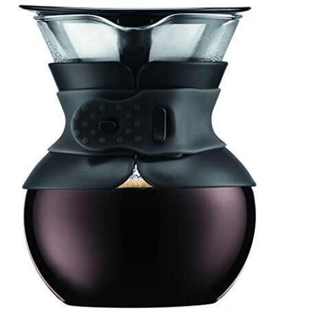 BODUM - 11592-01 - POUR OVER - CAFETIÈRE FILTRE À MAILLE FINE EN INOX/VERRE - NOIR - 0,5 L