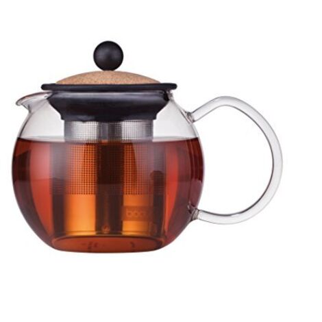 Bodum 1807 – 109S teiera a stantuffo, Filtro Acciaio Inox, Trasparente, 0,5 L, Vetro, Sughero, 12 cm