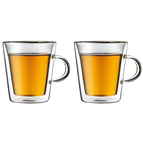 Bodum Canteen 2 Bicchieri termici a doppia parete in vetro, con manici, 192 ml
