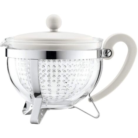 Bodum Chambord Teiera Con Coperchio Colorato In Plastica, Manico E Filtro Trasparente, 1.0 L, Color Crema 1975-913