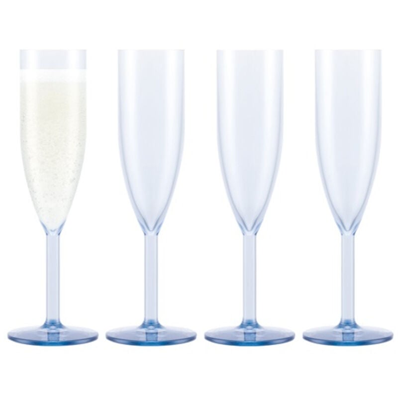 Bodum - oktett 4 Flutes à Champagne en plastique, réutilisable, 0.12 l Bleu transparent