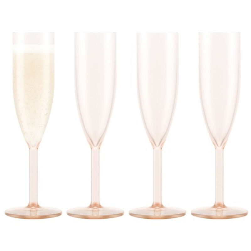 Bodum - oktett 4 Flutes à Champagne en plastique, réutilisable, 0.12 l Rose transparent
