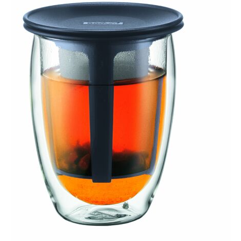Bodum Tea For One Bicchiere da tè con filtro in plastica, a doppia parete, 0,35 l