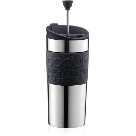 Bodum Travel Press 11067-01 Caffettiera in acciaio INOX 0,35 l, colore: Nero