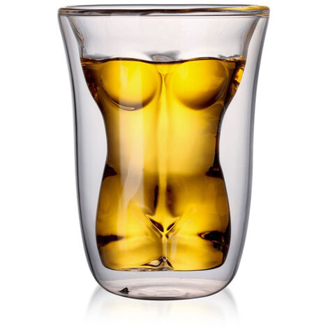Body Shape Glass Cup Double Layer Beer Whisky Drinking Shot Glass for Party Gathering Bar Woman Body Shaped