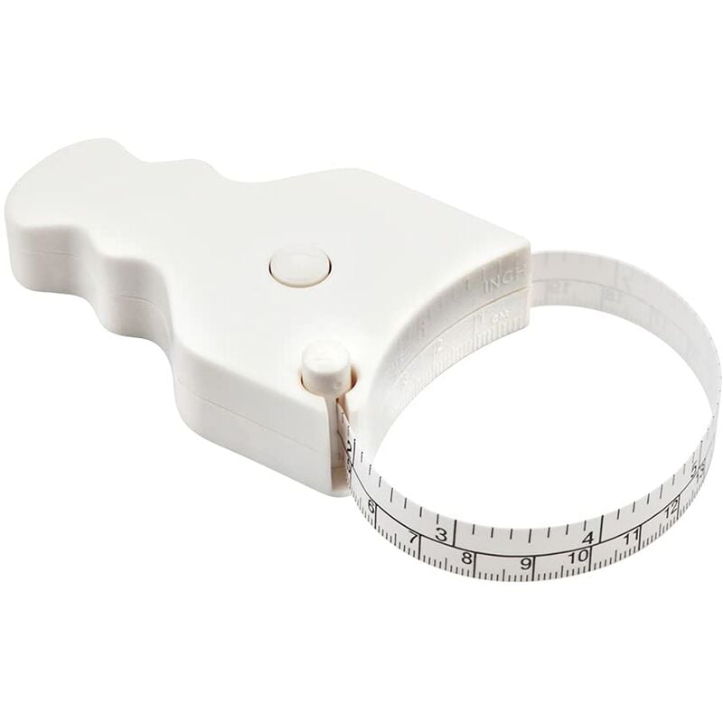 Body Tape Measure - 150cm (60), One-Handed Operation, Compact Ergonomic Design - Accurate and Convenient Way to Lose Weight and Tone Muscle (White)