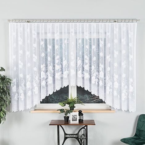 BOŻENA - Tenda jacquard pronta all'uso con taglio in basso - 500x160 cm - bianco