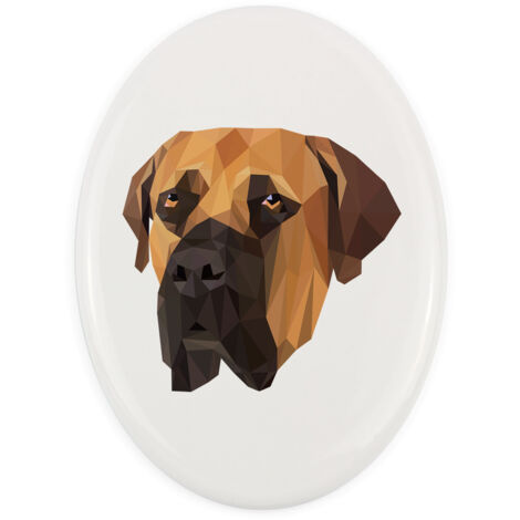 Boerboel, mastín sudafricano: placa con foto e inscripción geométrica de Art-Dog