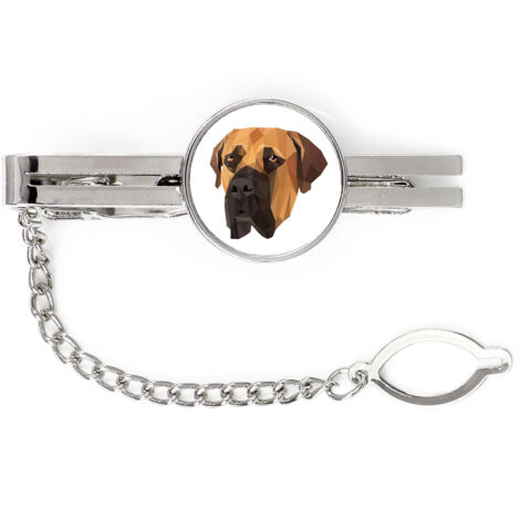Boerboel, Südafrikanischer Mastiff - geometrische Krawattenklammer mit Foto und Aufschrift Art-Dog