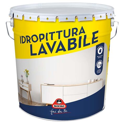 BOERO FAI DA TE Idropittura lavabile 14 lt, pronta all'uso, finitura extra opaca, ideale per tutti gli ambienti, resa 11 mq/lt